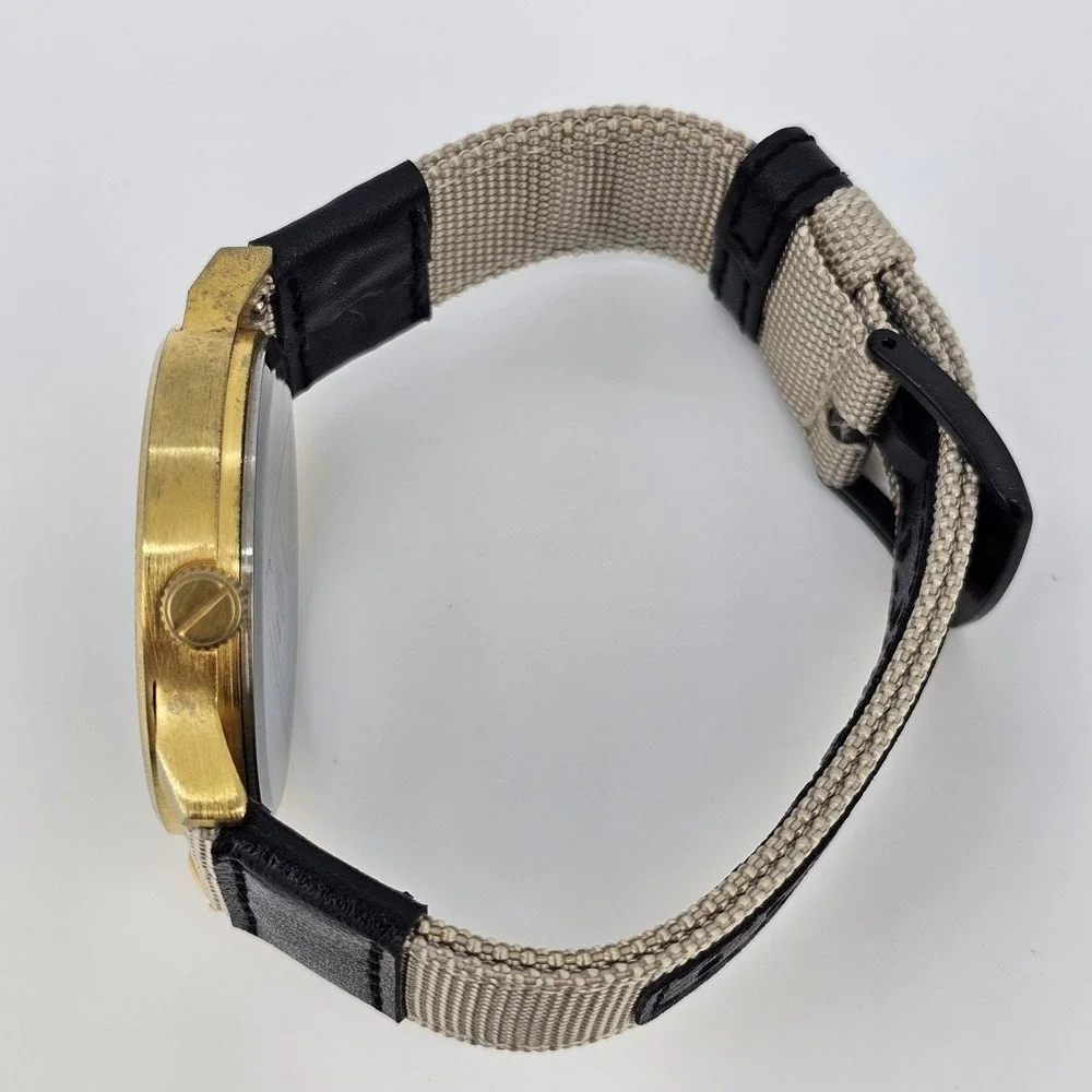 Komono Winston Men's Watch 42MM Brown Dial NEW Tan Nylon Bands NEW Battery‎